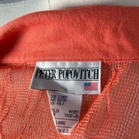 Peter Popovitch Vintage 80’s Orange Long Sleeve Beachy Button Up Shirt Size L - Picture 15 of 15